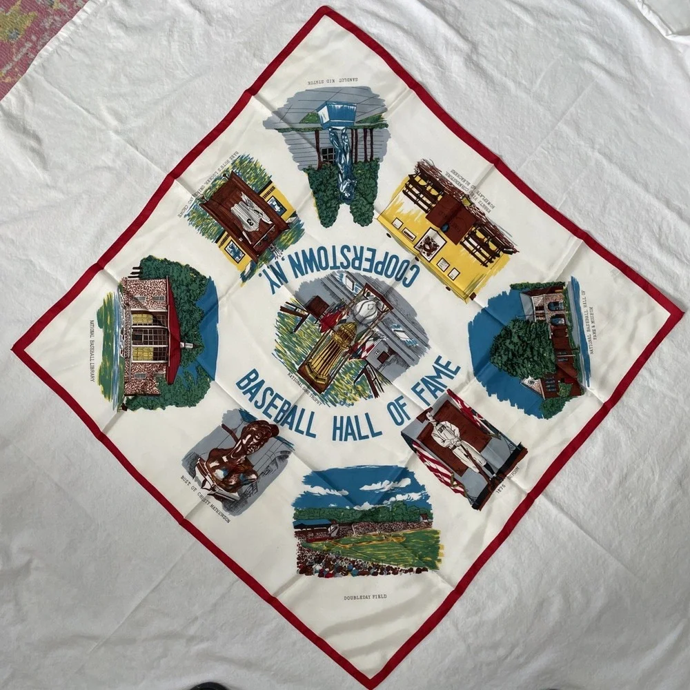 Rare Vintage Baseball Hall of Fame Cooperstown NY Souvenir Scarf NEW 29